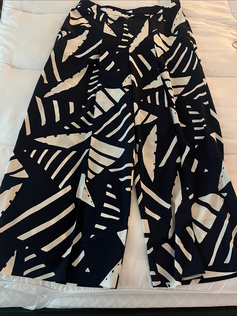 Lauren Ralph Lauren Navy Ivory Wide Leg Palazzo Pants Size 8